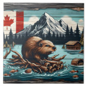 Kanadischer Biber auf einem Rundgang durch den See Fliese (Vorderseite)