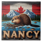 Kanadischer Biber baut Nest in der Nähe des Bergse Fliese (Vorderseite)