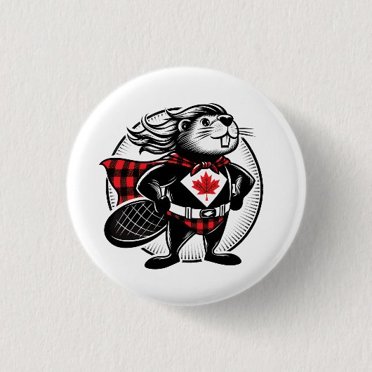 Kanadischer Biber Holzfäller Buffalo Kariert Button (Vorderseite)
