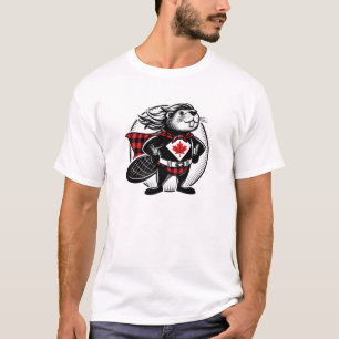 Kanadischer Biber Holzfäller Buffalo Kariert T-Shirt