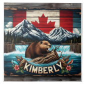 Kanadischer Biber in der Nähe des Wasserfalls in K Fliese (Vorderseite)