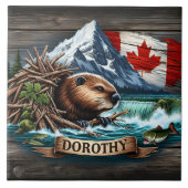 Kanadischer Biber in der Nähe des Wasserfalls in K Fliese (Vorderseite)