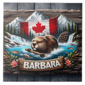 Kanadischer Biber schwimmen in der Nähe des Gebirg Fliese (Vorderseite)