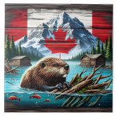 Kanadischer Biber Schwimmen in der Nähe von rustik Fliese (Vorderseite)