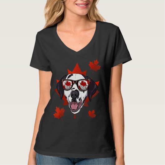 Kanadischer Dalmatiner Maple Tree Leaf Kanada Flag T-Shirt (Vorderseite)