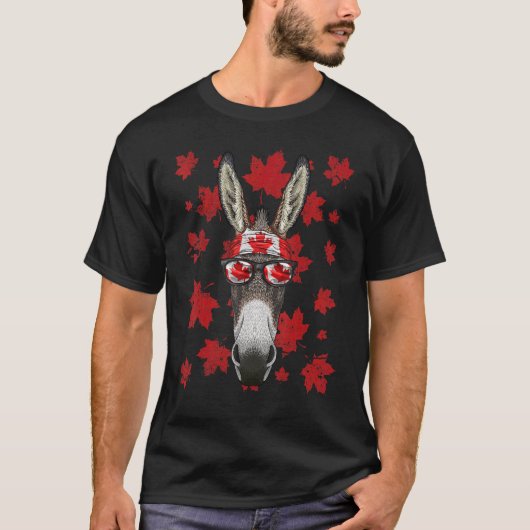 Kanadischer Donkey Patriotic Canada Flag Ahornleaf T-Shirt (Vorderseite)