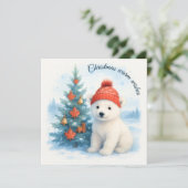 Kanadischer Eisbärkab & Kanadisches Ahornblatt Feiertagskarte (Stehend Vorderseite)