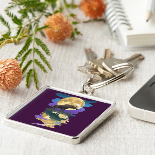 Kanadischer Elch & Moon Wildtier Schlüsselanhänger (Seite)