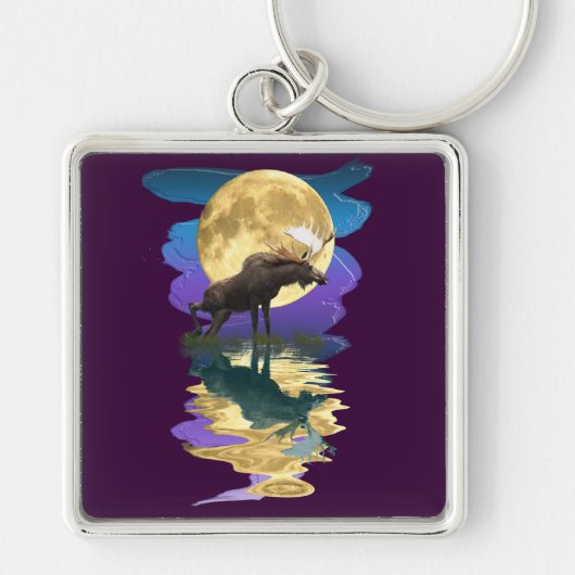 Kanadischer Elch & Moon Wildtier Schlüsselanhänger (Vorne)