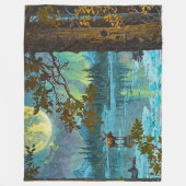 Kanadischer Elch & Wintermond Fleecedecke (Vorderseite)