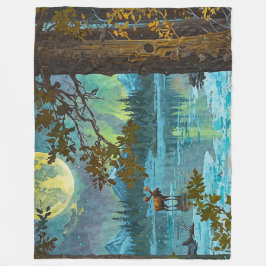 Kanadischer Elch & Wintermond Fleecedecke