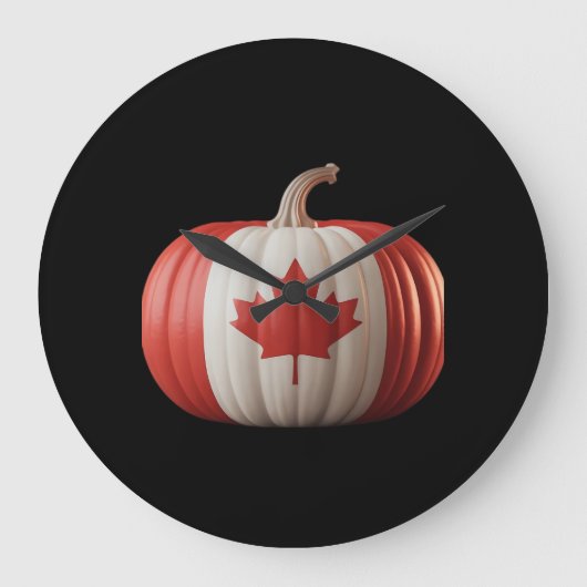 Kanadischer Erntedank Pumpkin Maple Leaf über Große Wanduhr (Vorderseite)