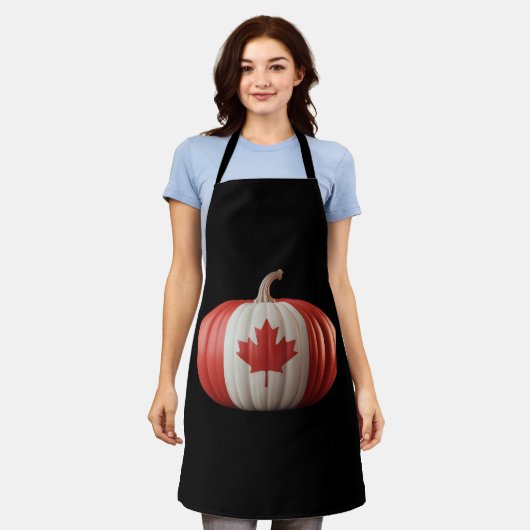 Kanadischer Erntedank Pumpkin Maple Leaf über Schürze (Getragen)
