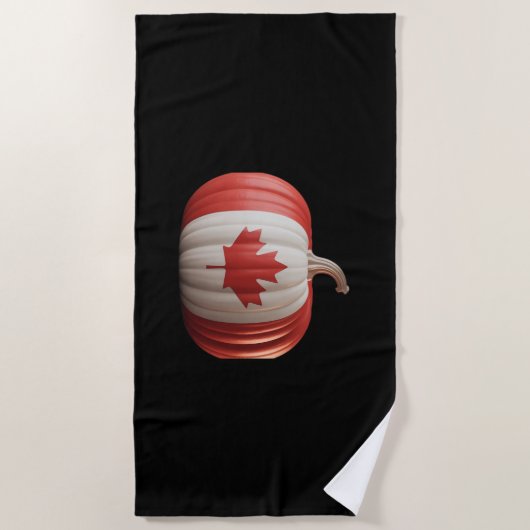 Kanadischer Erntedank Pumpkin Maple Leaf über Strandtuch (Vorderseite)