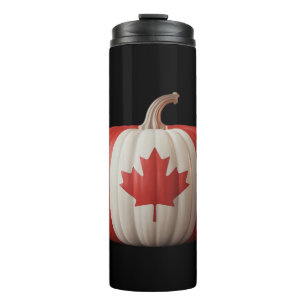 Kanadischer Erntedank Pumpkin Maple Leaf über Thermosbecher