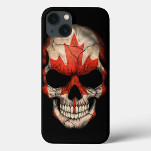 Kanadischer Flaggen-Schädel auf Schwarzem Case-Mate iPhone Hülle