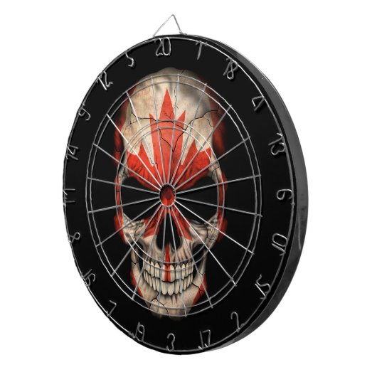 Kanadischer Flaggen-Schädel auf Schwarzem Dartscheibe (Vorderseite rechts)