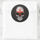 Kanadischer Flaggenschädel auf Stahlmesh-Grafik Runder Aufkleber (Tasche)