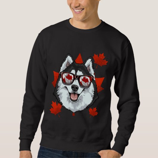 Kanadischer Husky Dog Maple Leaf Patriotic C Sweatshirt (Vorderseite)