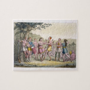 Kanadischer indischer Tanz im Abend (Farbeengra Puzzle