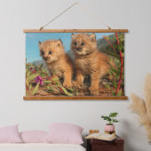 Kanadischer Lynx Kittens, Alaska Wandteppich Mit Holzrahmen (Schlafzimmer)