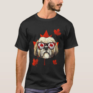 Kanadischer Shih Tzu Ahornblatt Kanadische Flagge T-Shirt