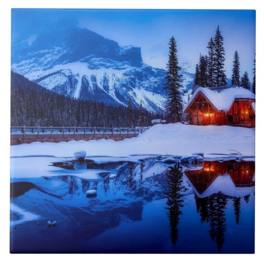 Kanadischer Sonnenuntergang, landschaftliches Foto Fliese (Vorderseite)