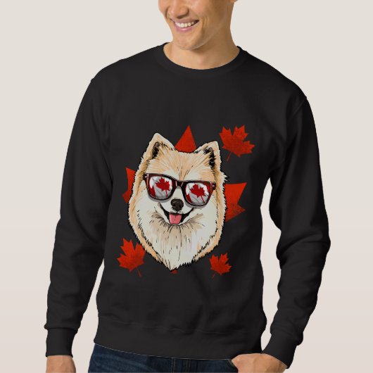 Kanadischer Spitz Dog Maple Leaf Patriotic Canad Sweatshirt (Vorderseite)