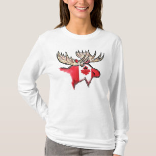 Kanadischer Stolz Ladys Kanadische Elchflagge T-Shirt