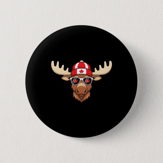 Kanadischer Tag Fahne Ahornleaf Elche Button (Vorderseite)