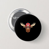 Kanadischer Tag Fahne Ahornleaf Elche Button (Vorne & Hinten)