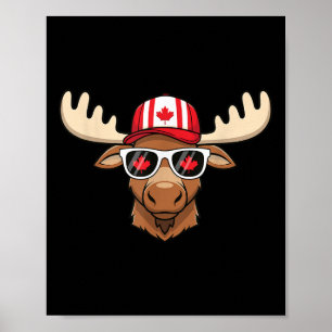 Kanadischer Tag Fahne Ahornleaf Elche Poster