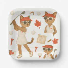 Kanadischer Tag Thema für Golfer, die Katzen Liebe Pappteller