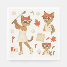 Kanadischer Tag Thema für Golfer, die Katzen Liebe Serviette