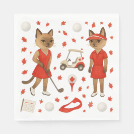 Kanadischer Tag Thema für Golfer, die Katzen Liebe Serviette