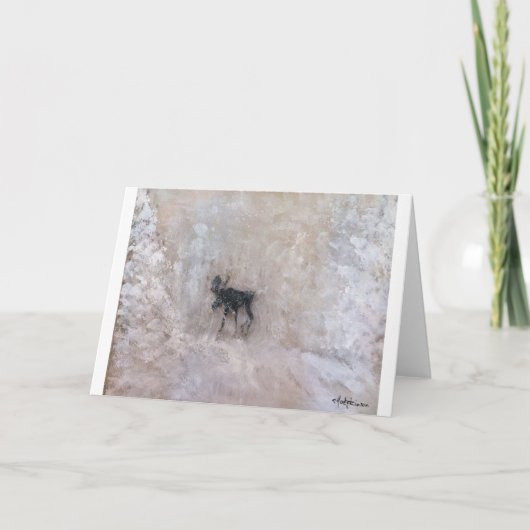 KANADISCHER WINTER, NORDalberta, ELCHE IM SCHNEE, Karte (Vorderseite)