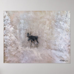 KANADISCHER WINTER, NORDalberta, ELCHE IM SCHNEE, Poster