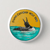 Kanadischer Wolf-Vogel-Knopf Button (Vorderseite)