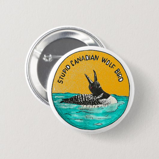 Kanadischer Wolf-Vogel-Knopf Button (Vorne & Hinten)