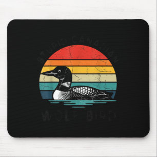 Kanadischer Wolf Vogel Loon Retro Sonnenuntergang Mousepad
