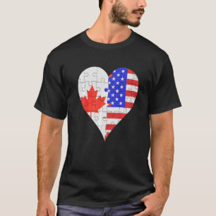 kanadisches amerikanisches Flaggenherz T-Shirt