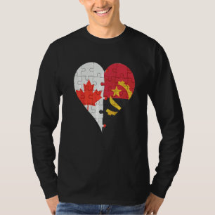 kanadisches angolanisches Flaggenherz T-Shirt