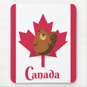 kanadisches Biber-Cartoon-Reiseplakat Mousepad