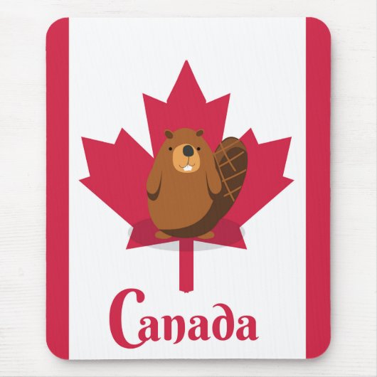 kanadisches Biber-Cartoon-Reiseplakat Mousepad (Vorne)