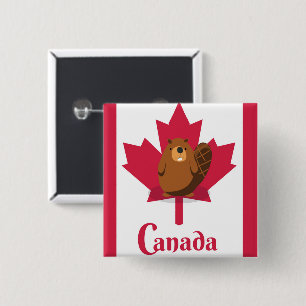 Kanadisches Biber-Cartoon-Reiseposter Button