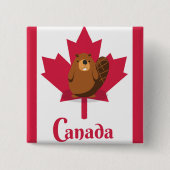 Kanadisches Biber-Cartoon-Reiseposter Button (Vorderseite)