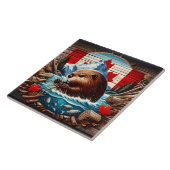 Kanadisches Biber-Gebäude im Herbst Fliese (Seite)