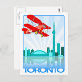 Kanadisches Biplane über Toronto Retro Design Postkarte (Vorne/Hinten)