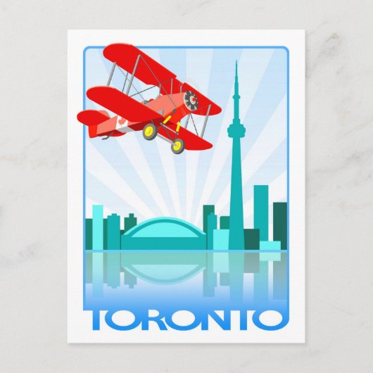 Kanadisches Biplane über Toronto Retro Design Postkarte (Vorderseite)