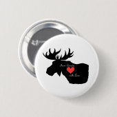 Kanadisches Elch-Button aus Kanada mit Liebe-Herz- Button (Vorne & Hinten)